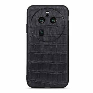 For OPPO Find X6 Pro Crocodile Texture Genuine Leather Phone Case(Black)