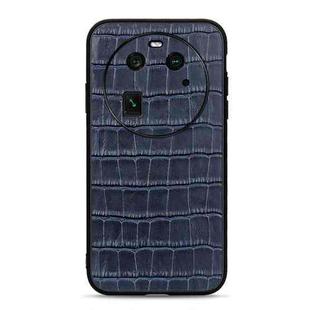 For OPPO Find X6 Crocodile Texture Genuine Leather Phone Case(Blue)