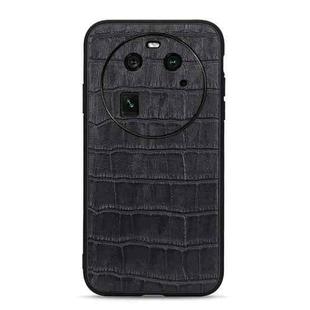 For OPPO Find X6 Crocodile Texture Genuine Leather Phone Case(Black)
