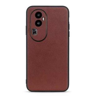 For OPPO Reno10 Pro+ Lambskin Texture Genuine Leather Phone Case(Brown)