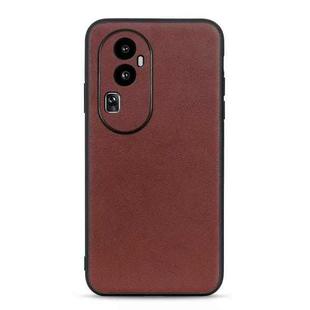 For OPPO Reno10 Lambskin Texture Genuine Leather Phone Case(Brown)