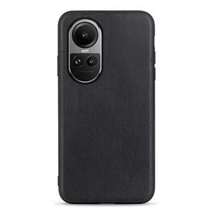 For OPPO Reno10 Global / 10 Pro Global Lambskin Texture Genuine Leather Phone Case(Black)