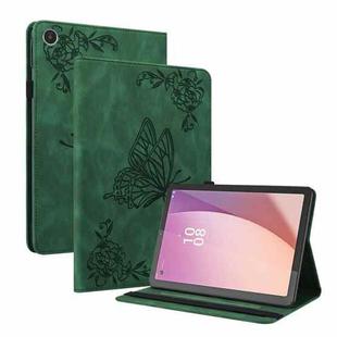 For Lenovo Tab M8 4th Gen TB-300FU Butterfly Flower Embossed Leather Tablet Case(Green)