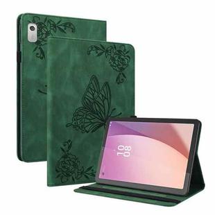 For Lenovo Tab M9 Butterfly Flower Embossed Leather Tablet Case(Green)