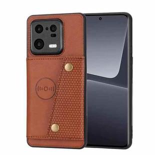 For Xiaomi 13 Double Buckle Magnetic Phone Case(Brown)