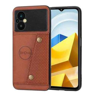 For Xiaomi Poco M5 4G Double Buckle Magnetic Phone Case(Brown)