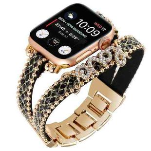 LOVE Leather Chain Watch Band For Apple Watch Ultra 49mm / Series 8&7 45mm / SE 2&6&SE&5&4 44mm / 3&2&1 42mm(Black)