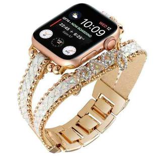 LOVE Leather Chain Watch Band For Apple Watch Series 8&7 41mm / SE 2&6&SE&5&4 40mm / 3&2&1 38mm(White)