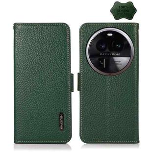 For OPPO Find X6 Pro KHAZNEH Side-Magnetic Litchi Genuine Leather RFID Phone Case(Green)