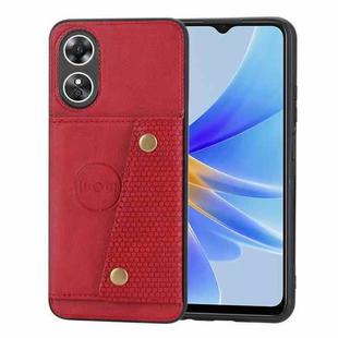 For OPPO A17 Double Buckle Magnetic Phone Case(Red)
