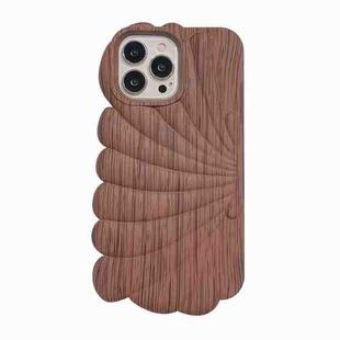 For iPhone 14 Plus Wood Grain Shell Shape TPU Phone Case(Light Brown)