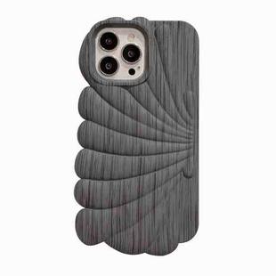 For iPhone 14 Pro Wood Grain Shell Shape TPU Phone Case(Grey)