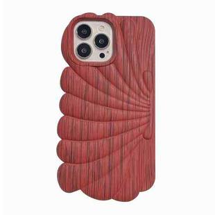 For iPhone 14 Pro Max Wood Grain Shell Shape TPU Phone Case(Red)