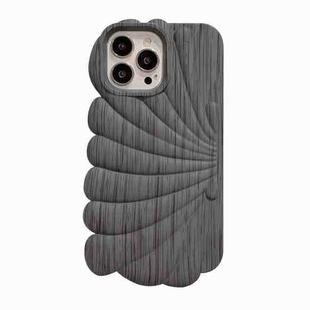 For iPhone 11 Pro Max Wood Grain Shell Shape TPU Phone Case(Grey)