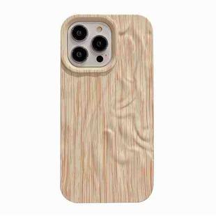 For iPhone 14 Pro Max Pleated Wood Grain TPU Phone Case(Beige)