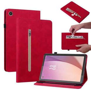 For Lenovo Tab M8 4th Gen TB-300FU Skin Feel Solid Color Zipper Leather Tablet Case(Red)