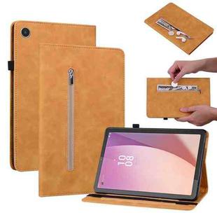 For Lenovo Tab M8 4th Gen TB-300FU Skin Feel Solid Color Zipper Leather Tablet Case(Yellow)