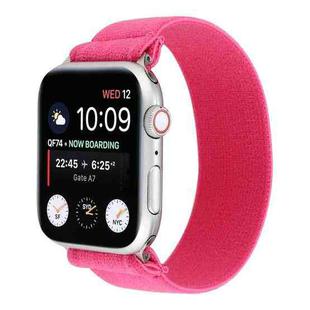 Elastic Nylon Braid Watch Band For Apple Watch Ultra 49mm / Series 8&7 45mm / SE 2&6&SE&5&4 44mm / 3&2&1 42mm(Rose Red)