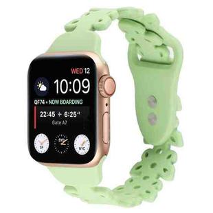 Butterfly Hollow Silicone Watch Band For Apple Watch Ultra 49mm / Series 8&7 45mm / SE 2&6&SE&5&4 44mm / 3&2&1 42mm(Mint Green)
