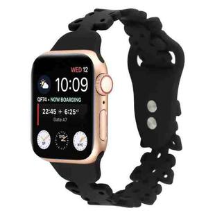 Butterfly Hollow Silicone Watch Band For Apple Watch Ultra 49mm / Series 8&7 45mm / SE 2&6&SE&5&4 44mm / 3&2&1 42mm(Black)