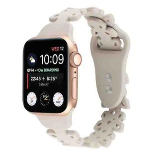 Butterfly Hollow Silicone Watch Band For Apple Watch Ultra 49mm&Watch Ultra 2 49mm / Series 9&8&7 45mm / SE 3&SE 2&6&SE&5&4 44mm / 3&2&1 42mm(Apricot)