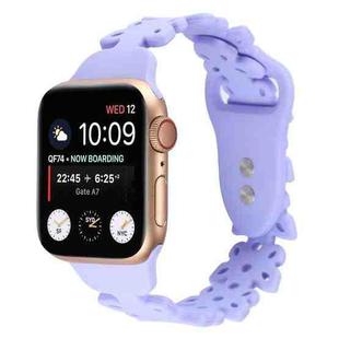 Butterfly Hollow Silicone Watch Band For Apple Watch Ultra 49mm / Series 8&7 45mm / SE 2&6&SE&5&4 44mm / 3&2&1 42mm(Purple)