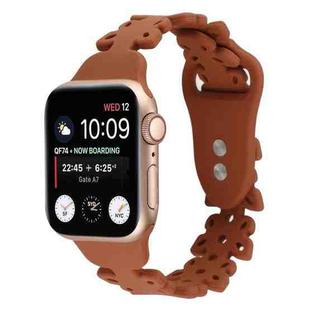 Butterfly Hollow Silicone Watch Band For Apple Watch Ultra 49mm / Series 8&7 45mm / SE 2&6&SE&5&4 44mm / 3&2&1 42mm(Brown)