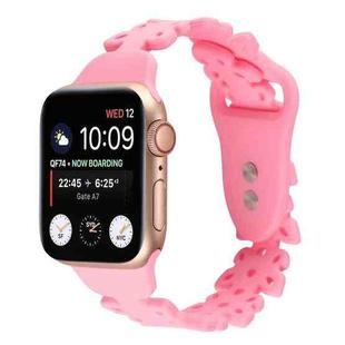 Butterfly Hollow Silicone Watch Band For Apple Watch Series 8&7 41mm / SE 2&6&SE&5&4 40mm / 3&2&1 38mm(Rose Pink)