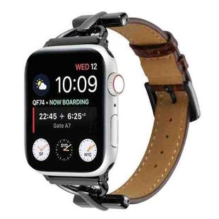 D-Buckle Cocodile Genuine Leather Watch Band For Apple Watch Ultra 49mm / Series 8&7 45mm / SE 2&6&SE&5&4 44mm / 3&2&1 42mm(Coffee)