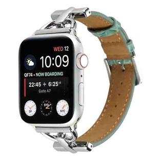 D-Buckle Cocodile Genuine Leather Watch Band For Apple Watch Series 8&7 41mm / SE 2&6&SE&5&4 40mm / 3&2&1 38mm(Green)