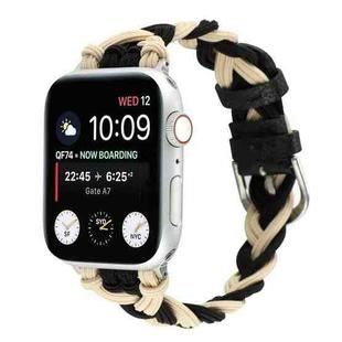 Single Elastic Nylon Braid Watch Band For Apple Watch Series 8&7 41mm / SE 2&6&SE&5&4 40mm / 3&2&1 38mm(Black Apricot)