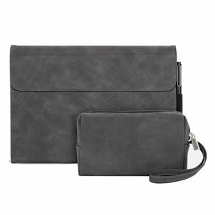 For Microsoft Surface Pro X Sheepskin All-Inclusive Shockproof Protective Case with Power Bag(Grey)