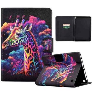 For Amazon Kindle Fire HD 8 2022 / 2020 Coloured Drawing Smart Leather Tablet Case(Giraffe)