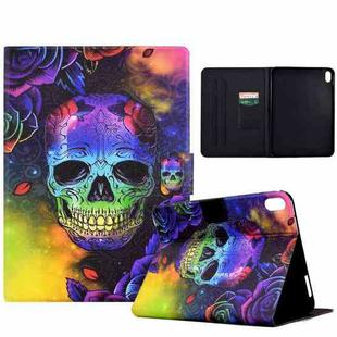 For iPad 10th Gen 10.9 2022 Coloured Drawing Smart Leather Tablet Case(Skull)