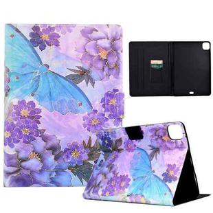 For iPad Pro 11 2020/2018 / Air 2020 Coloured Drawing Smart Leather Tablet Case(Peony Butterfly)