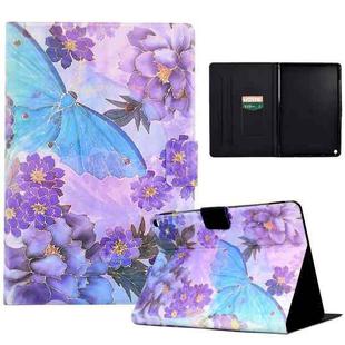 For Amazon Kindle Fire HD10 2021 Coloured Drawing Smart Leather Tablet Case(Peony Butterfly)