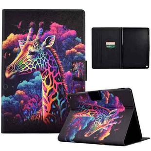 For Amazon Kindle Fire HD10 2021 Coloured Drawing Smart Leather Tablet Case(Giraffe)