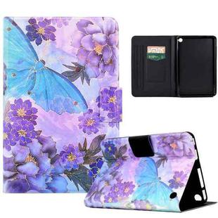 For Amazon Kindle Fire 7 2022 Coloured Drawing Smart Leather Tablet Case(Peony Butterfly)