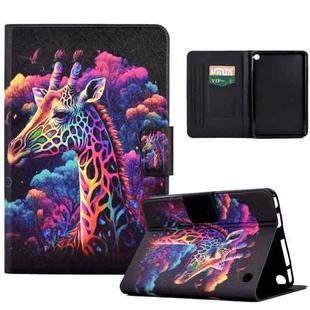 For Amazon Kindle Fire 7 2022 Coloured Drawing Smart Leather Tablet Case(Giraffe)