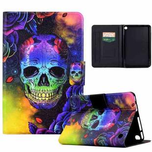 For Amazon Kindle Fire 7 2022 Coloured Drawing Smart Leather Tablet Case(Skull)