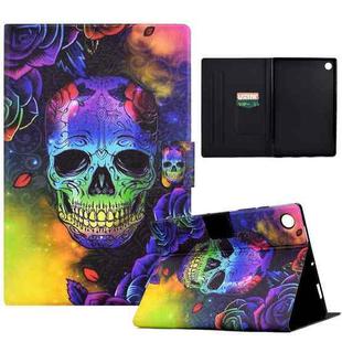 For Lenovo Tab M10 Plus Coloured Drawing Smart Leather Tablet Case(Skull)