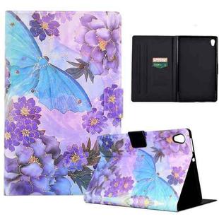 For Lenovo Tab M10 HD 2nd Gen Coloured Drawing Smart Leather Tablet Case(Peony Butterfly)