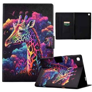 For Samsung Galaxy Tab A7 10.4 2020 T500 Coloured Drawing Smart Leather Tablet Case(Giraffe)