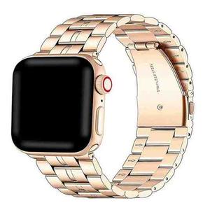 5-bead Stainless Steel Watch Band For Apple Watch Ultra 49mm / Series 8&7 45mm / SE 2&6&SE&5&4 44mm / 3&2&1 42mm(Rose Gold)