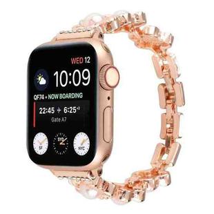 Flower Bracelet Metal Watch Band For Apple Watch Series 8&7 41mm / SE 2&6&SE&5&4 40mm / 3&2&1 38mm(Rose Gold)