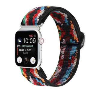 For Apple Watch Ultra 49mm / Series 8&7 45mm / SE 2&6&SE&5&4 44mm / 3&2&1 42mm Buckle Elastic Nylon Watch Band(Colorful Rhombus)