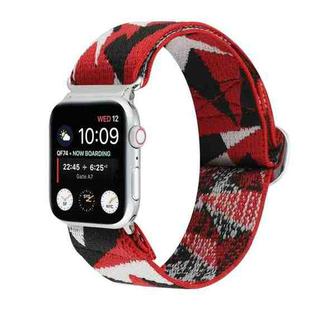 For Apple Watch Ultra 49mm / Series 8&7 45mm / SE 2&6&SE&5&4 44mm / 3&2&1 42mm Buckle Elastic Nylon Watch Band(Red White)