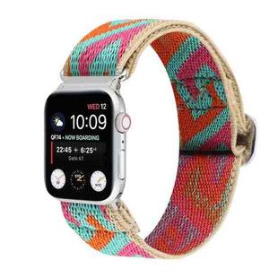 For Apple Watch Ultra 49mm / Series 8&7 45mm / SE 2&6&SE&5&4 44mm / 3&2&1 42mm Buckle Elastic Nylon Watch Band(Red Blue)