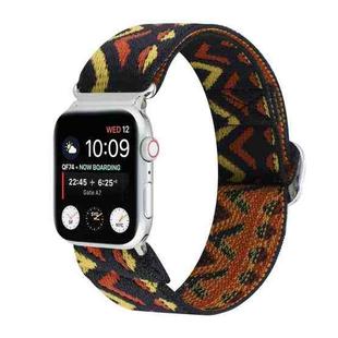 For Apple Watch Ultra 49mm / Series 8&7 45mm / SE 2&6&SE&5&4 44mm / 3&2&1 42mm Buckle Elastic Nylon Watch Band(Brown)