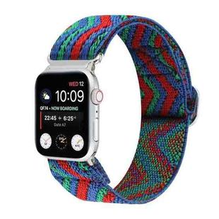 For Apple Watch Ultra 49mm / Series 8&7 45mm / SE 2&6&SE&5&4 44mm / 3&2&1 42mm Buckle Elastic Nylon Watch Band(Blue Red)